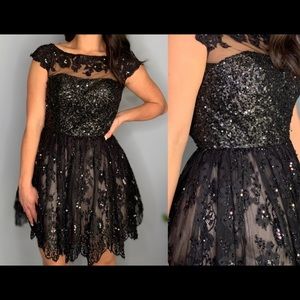 Sherri Hill Black cocktail Sequin Tulle Dress